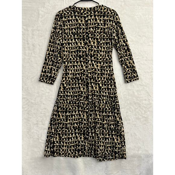 LRL Ralph Lauren Black Printed Buckle Dress 14 Office Mature - Picture 2 of 8